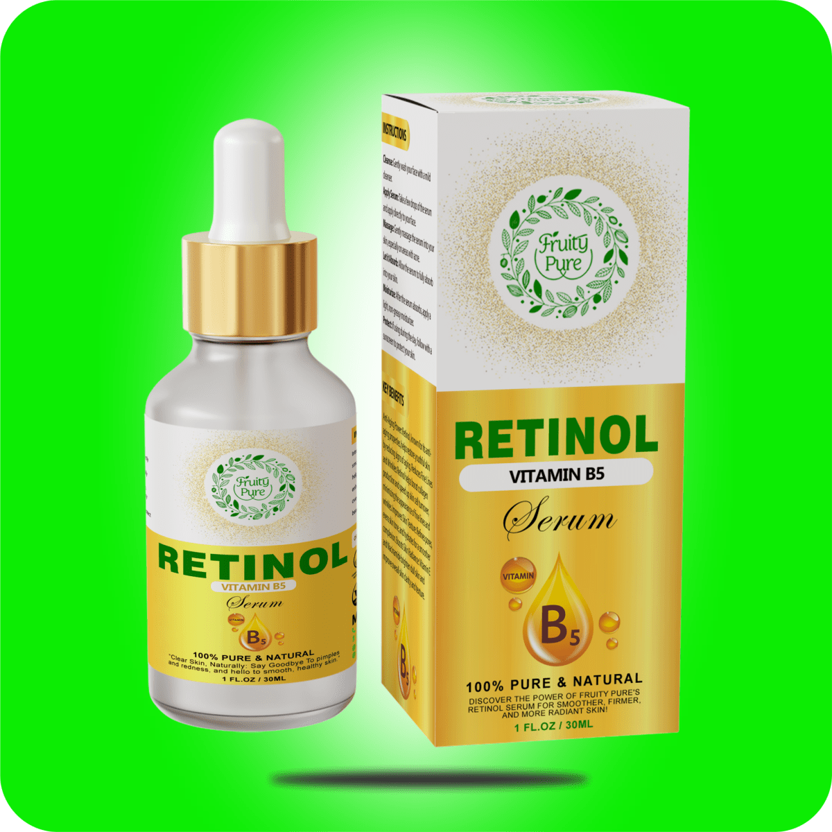 Retinol Serum Vitamin B-5 - Serum | Fruity Pure